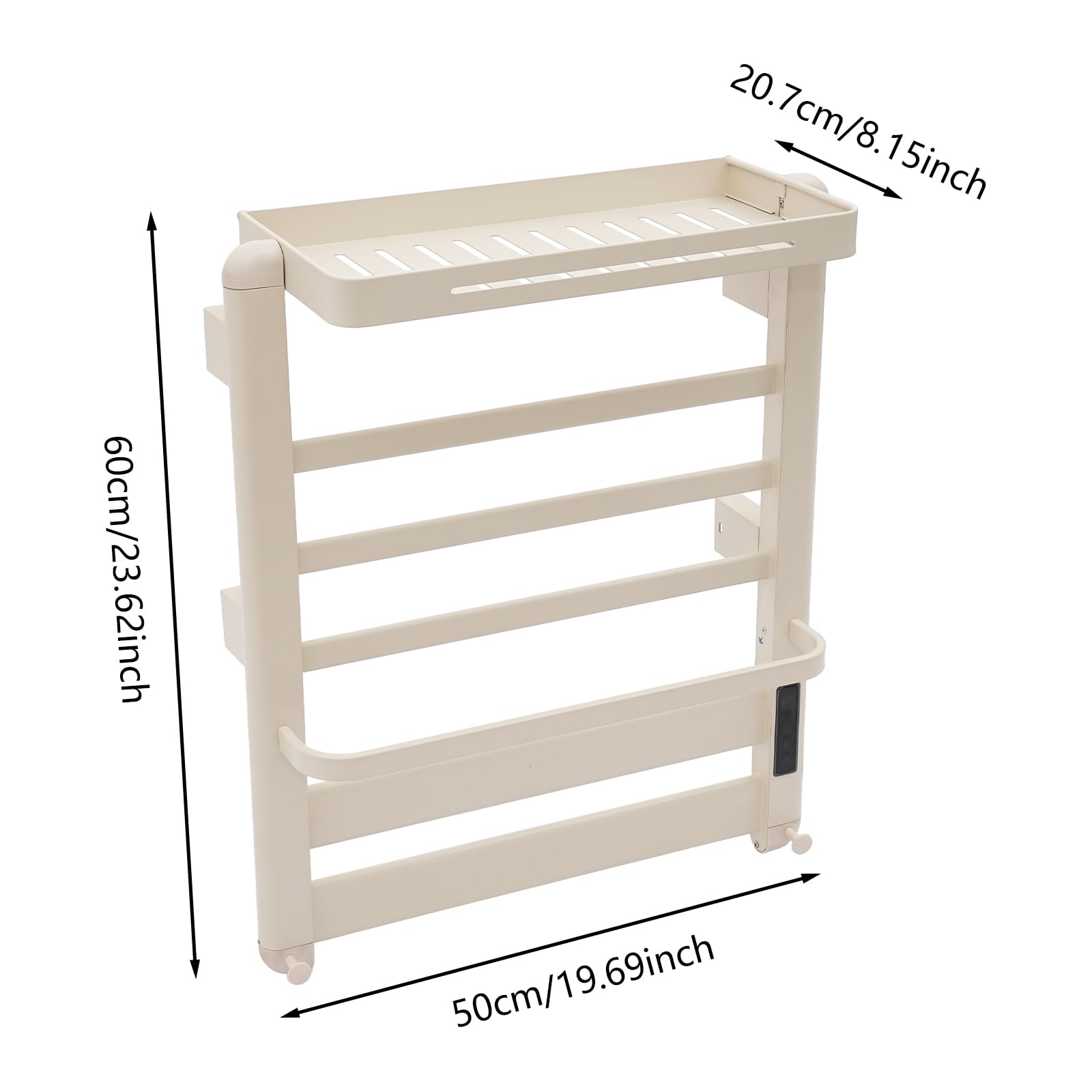 Scaldasalviette elettrico, 50 x 60 cm, montato a parete, con controllo touchscreen, riscaldamento rapido e intelligente con temperatura costante per bagno, hotel e spa