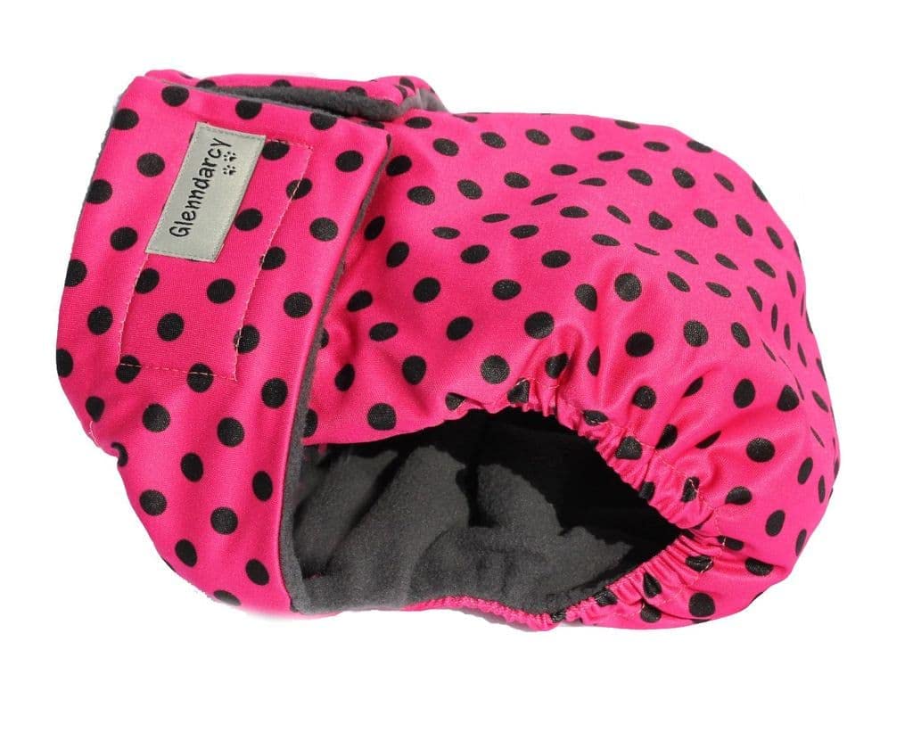 Glenndarcy No Tailhole Dog Season Nappy - French Bulldog - (Medium Pants only, Pink Black Dots)