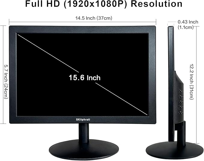 Monitor de PC de 15.6 Pulgadas FHD VA 1080P con Puertos HDMI VGA miniatura 7