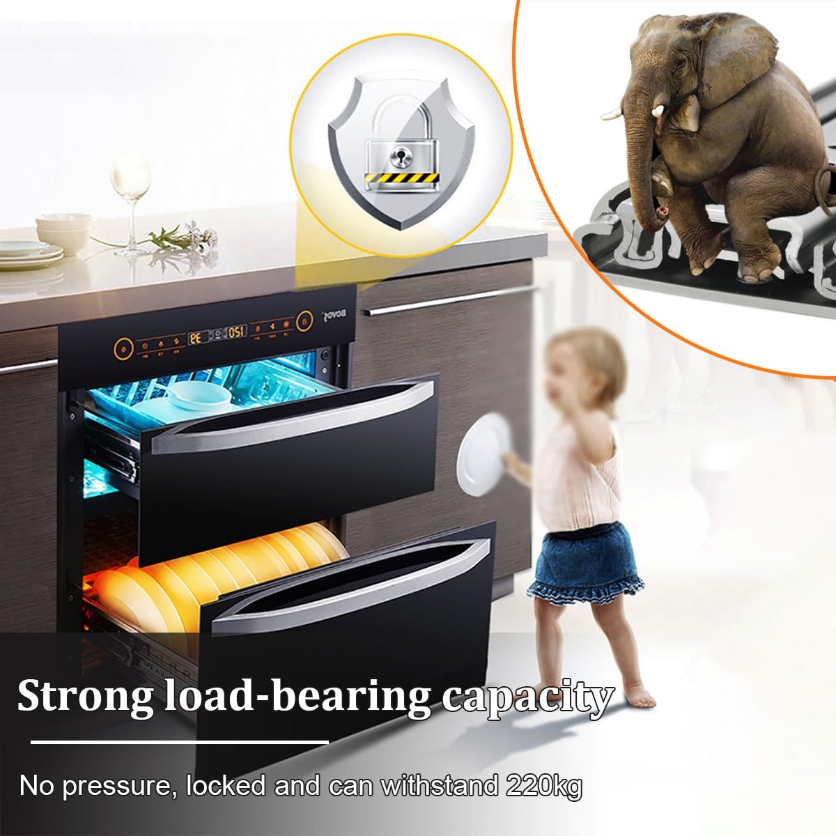 Scorrevoli industriali per cassetti resistenti con serratura, capacità di 226,8 kg, guide di estensione complete silenziose per cassetta degli attrezzi, cucina, camper