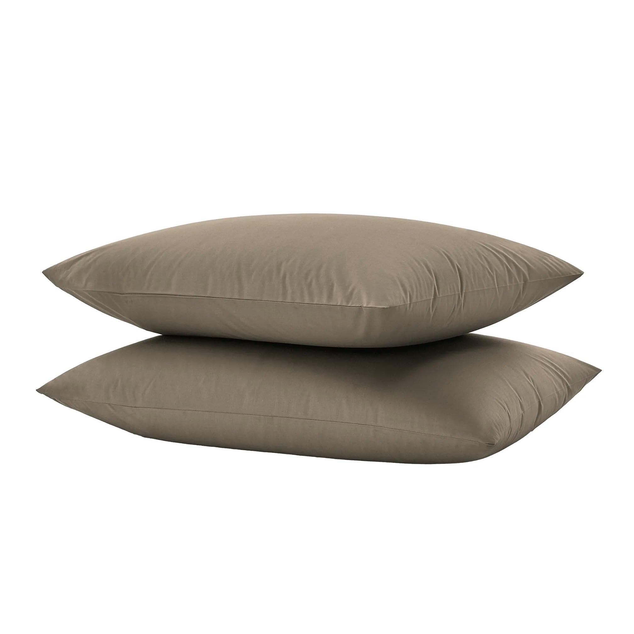 2 federe per cuscino in percalle di puro cotone, misura 50x80cm, 100% MADE IN ITALY (Tortora)