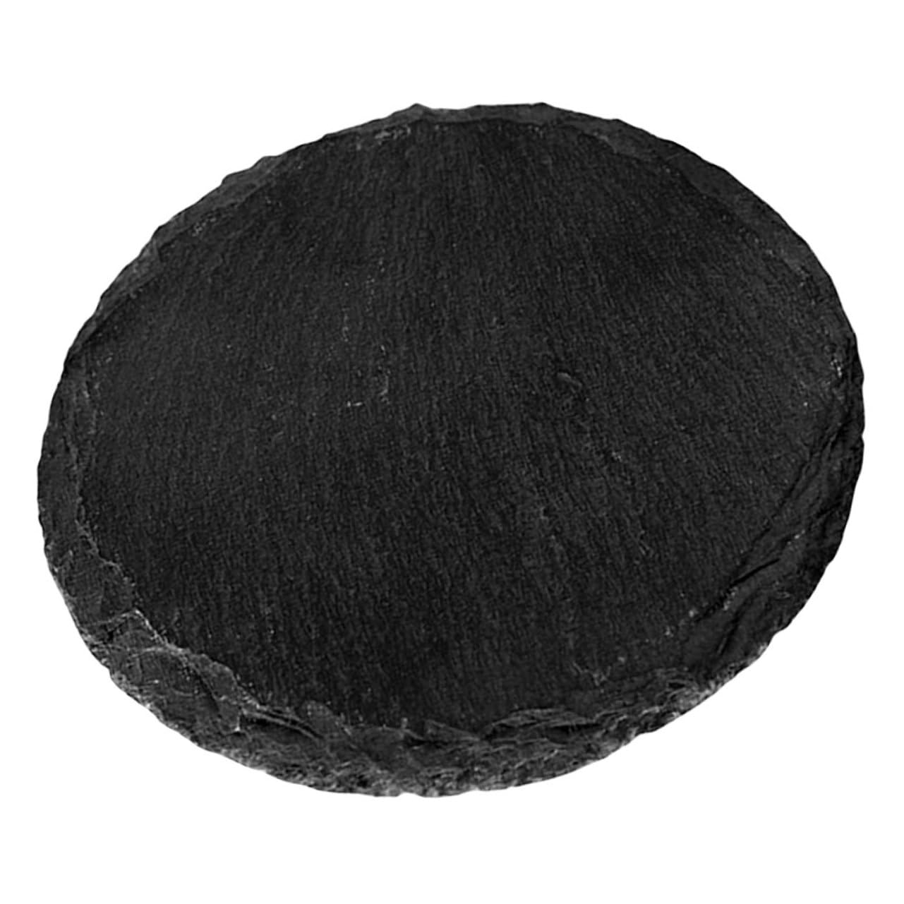 SOLUSTRE Plato de Piedra Redondo de Pizarra Negra para Servir Comida | Postres y Guarniciones, Uso en Casa o Restaurante, Estilo Rústico y Creativo