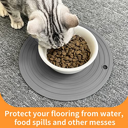Ptlom Pet Food Mat for Dog and Cat Placemat 2 Pcs, Mat for Prevent Food and Water Overflow, Suitable for Medium and Small Pet, Silicone, 9.5\"* 9.5\" - Thumbnail 5