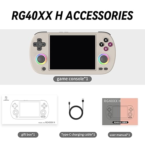 Miniatura 8 de RG40XX H Consola de juegos portátil retro RG40XXH consola de juegos portátil con pantalla IPS de 4 pulgadas, sistema Linux incorporado 64G TF