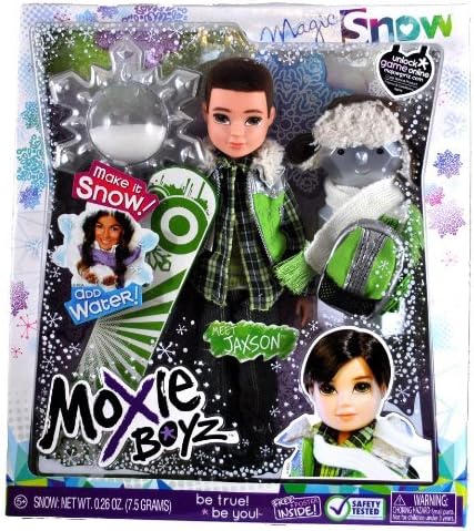 MGA Entertainment Moxie Boyz Magic Snow Series 11 Inch Doll - JAXSON with Artificial Snow, Snow Hat, Scarf, Backpack and Snowboard Plus Bonus Poster