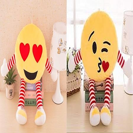 Frantic Best 2 Pack Flying Kiss+Heart Eyes Soft Cute Pillows Combo with Legs & Hands