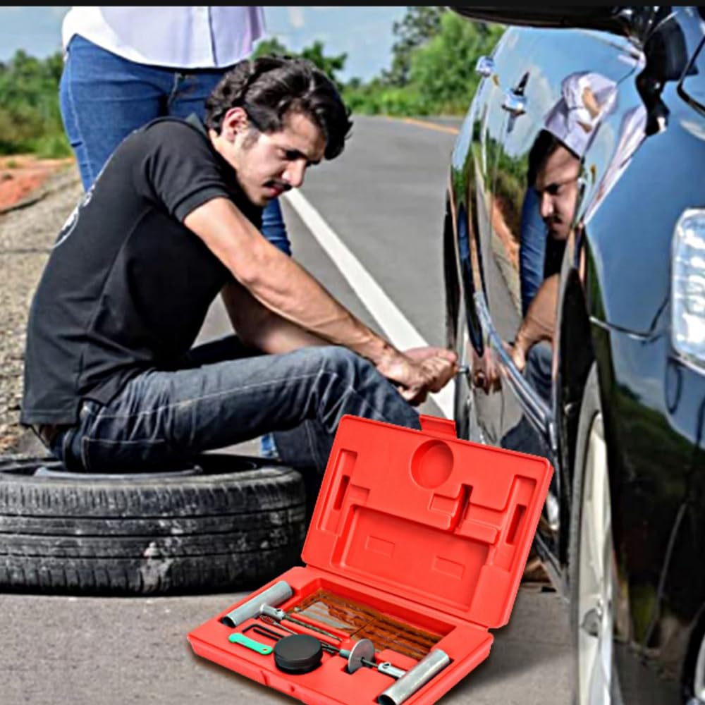 Uniwersalny zestaw do naprawy opon do dużych obciążeń, zestaw naprawczy do opon płytowych, idealny do opon w samochodach, ciężarówkach, motocyklach, atvach, sytuacjach awaryjnych na poboczu drogi