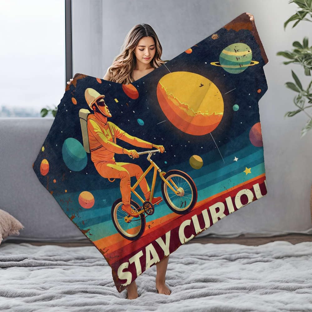 Couverture en flanelle Cyclisme à travers l'espace 150x200cm pour le lit