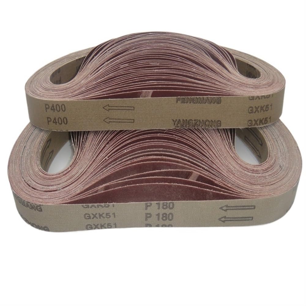 Szlifierka taśmowa, 10 szt. brązowych pasów ściernych korundowych, 762 x 25 mm, ziarnistość 180/150/40/800(80)