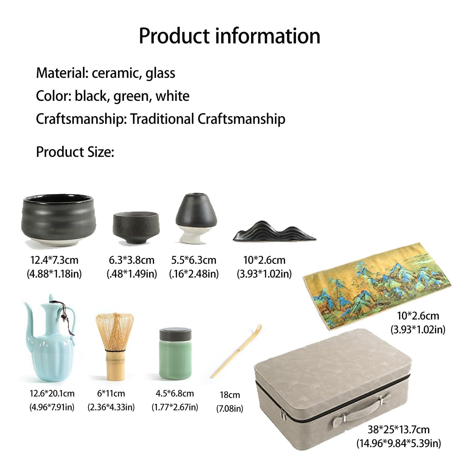 Cuillere Matcha avec Cuillère à Café en Bambou Matcha Kit Service à Thé Japonais Traditionnel Bureau à Domicile et Salon de Thé(Blanc,4-Piece Set)