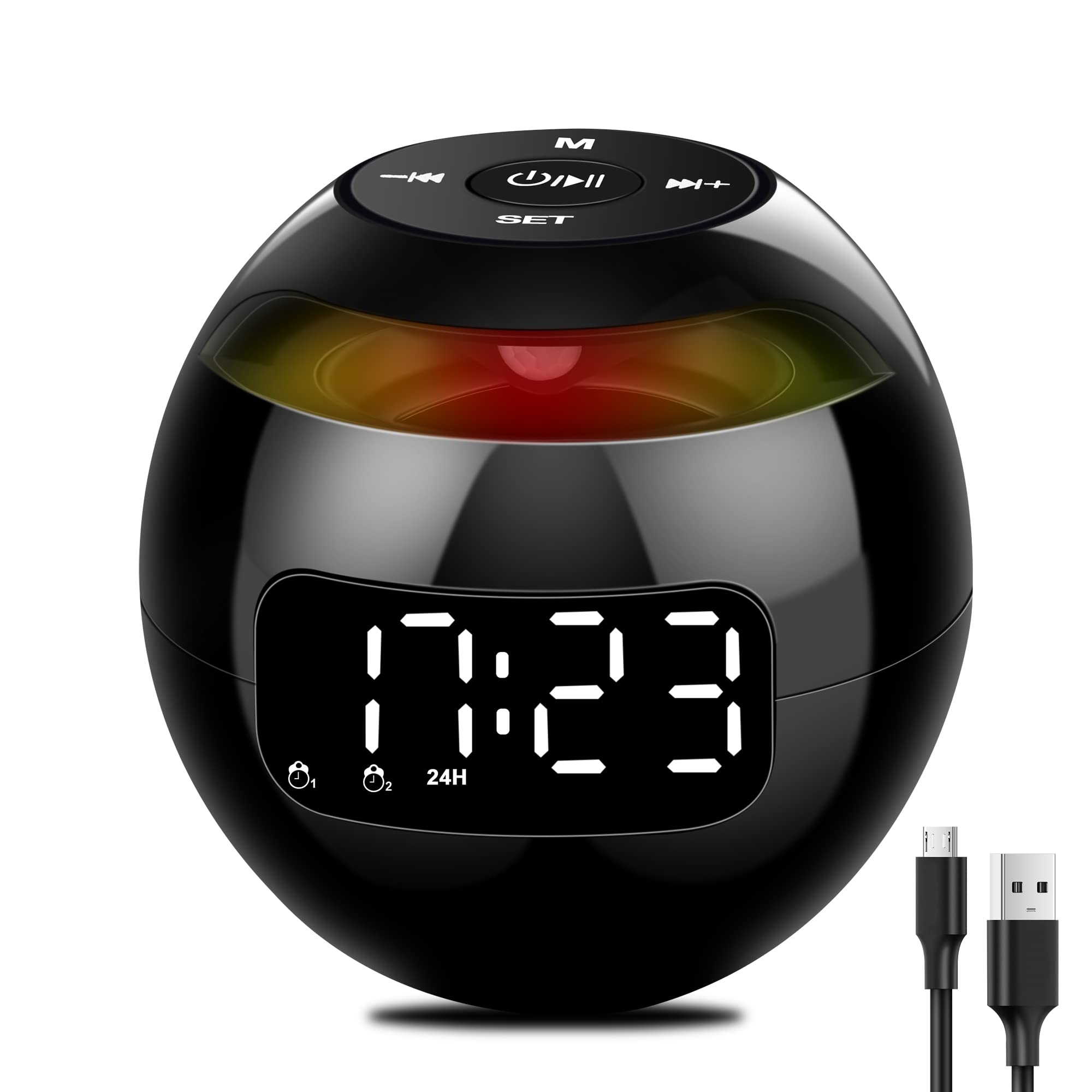 Alarm Clock Bluetooth Speaker, ALKNOT Digital Alarm Clock, Touch Control with LED Display, Support/7 Colorful Light/TF Card/USB Charger for Bedroom, Outdoor, Travel and Home Party-image-41