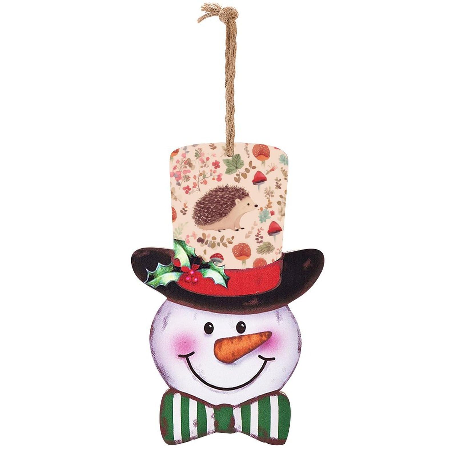 Panneau de Noël en bois hérisson et bonhomme de neige pour émerveiller les enfants