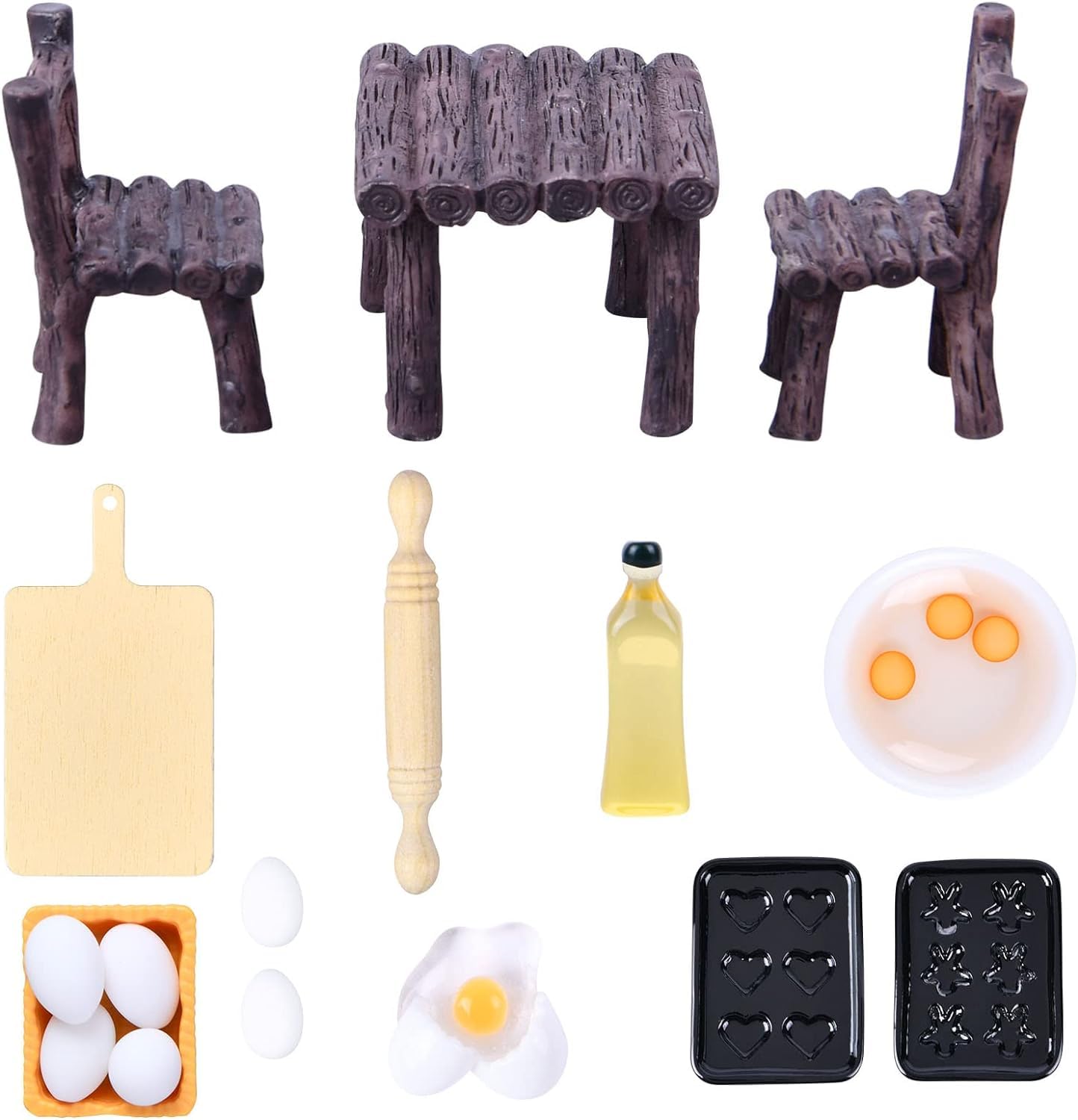 MAKINGTEC Dollhouse Miniature Models, Dollhouse Furniture, 17pcs Miniature Dollhouse Accessories, Dolls House Accessories, for Girls Boys Ages 3 and Above Doll House Decor, Mini Doll House Accessories