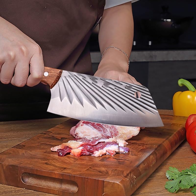 Meat Cleaver,Cleaver Knife 7 Inch Kitchen Knife Slicing Knife High Carbon Steel Chef Knife Meat Fish Vegetables Cutter Butcher Cleaver Knives Kitchen (Color : A knife), LAMAJIGA5844