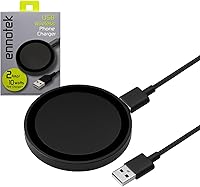 Vista 1 de Cargador de almohadilla negra para iPhone y Android, estación de carga inalámbrica de 10 vatios y 2 amperios, estación de carga de Airpods