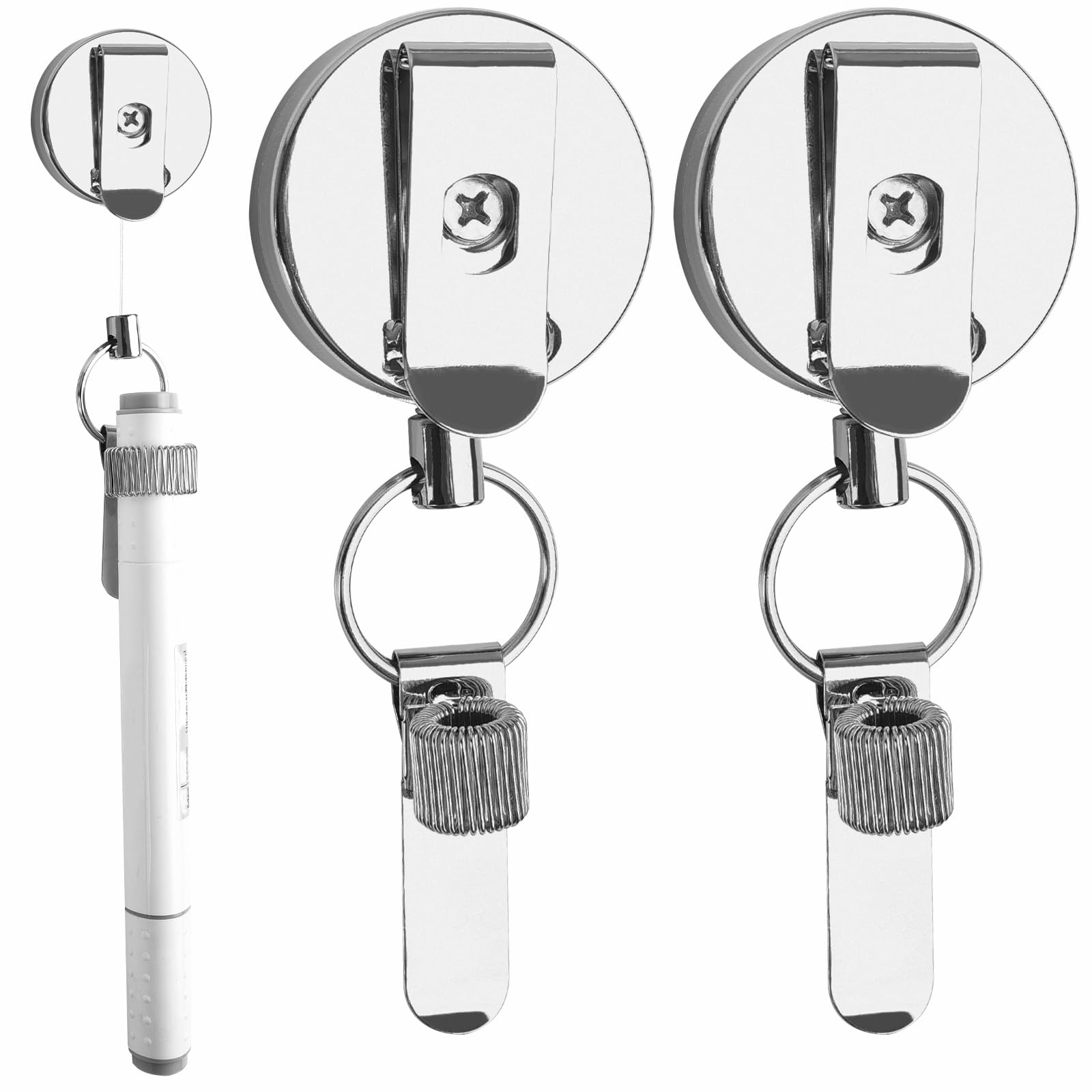 Befun Retractable Pull Pen Pencil Holder 2Pcs Heavy Duty Pull Pen Holder with Belt Clip and Key Ring Universal Pen Lanyard for Carpenters, Workers, Nurses, Waiters — image 1