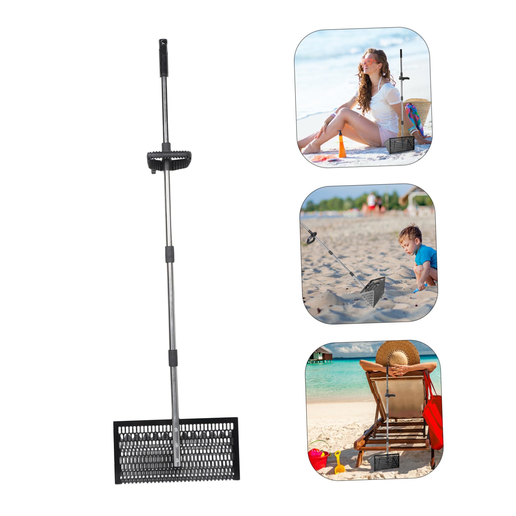 Pelle à Sable de Plage Détachable en Acier au Carbone Noir