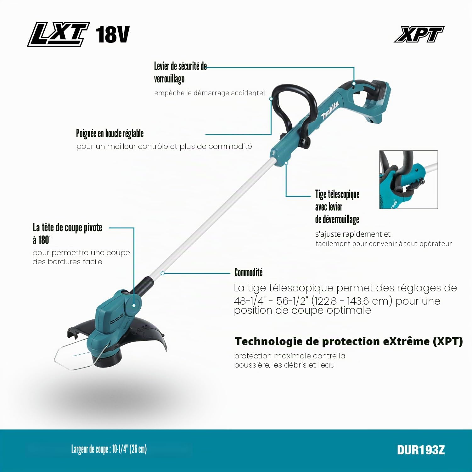 Coupe-bordure MAKITA LXT (produit seul) - DUR193Z