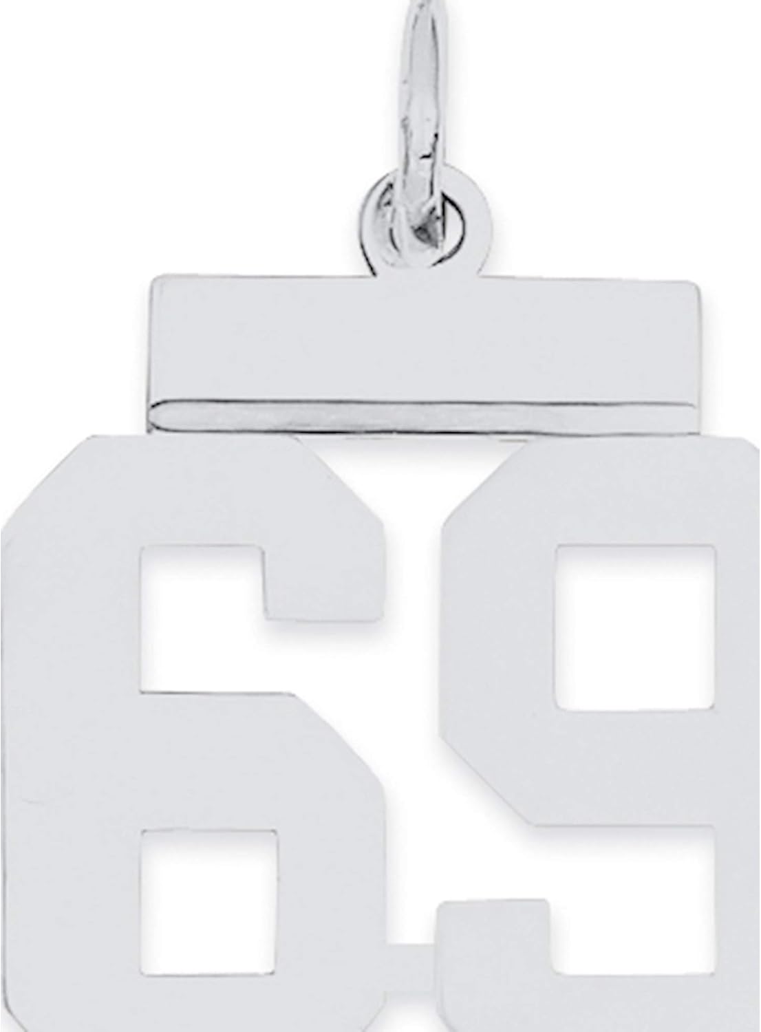 Sterling Silver Rhodium-Plated Small Polished Number 69 Charm (Length=20) (Width=8)