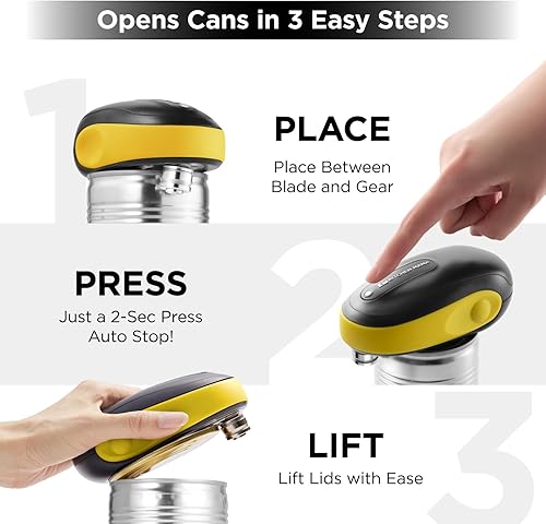 Miniatura 3 de Kitchen Mama One-To-Go Electric Can Opener: One Touch, Auto Stop, Smooth Edge, Lid Lift, Safety, Automatic, Magnetic, Cordless, Battery Operated