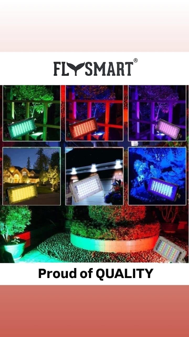 Flysmart LED Outdoor Light, 50W, IP65 Waterproof (RGB, Pack of 2). 2