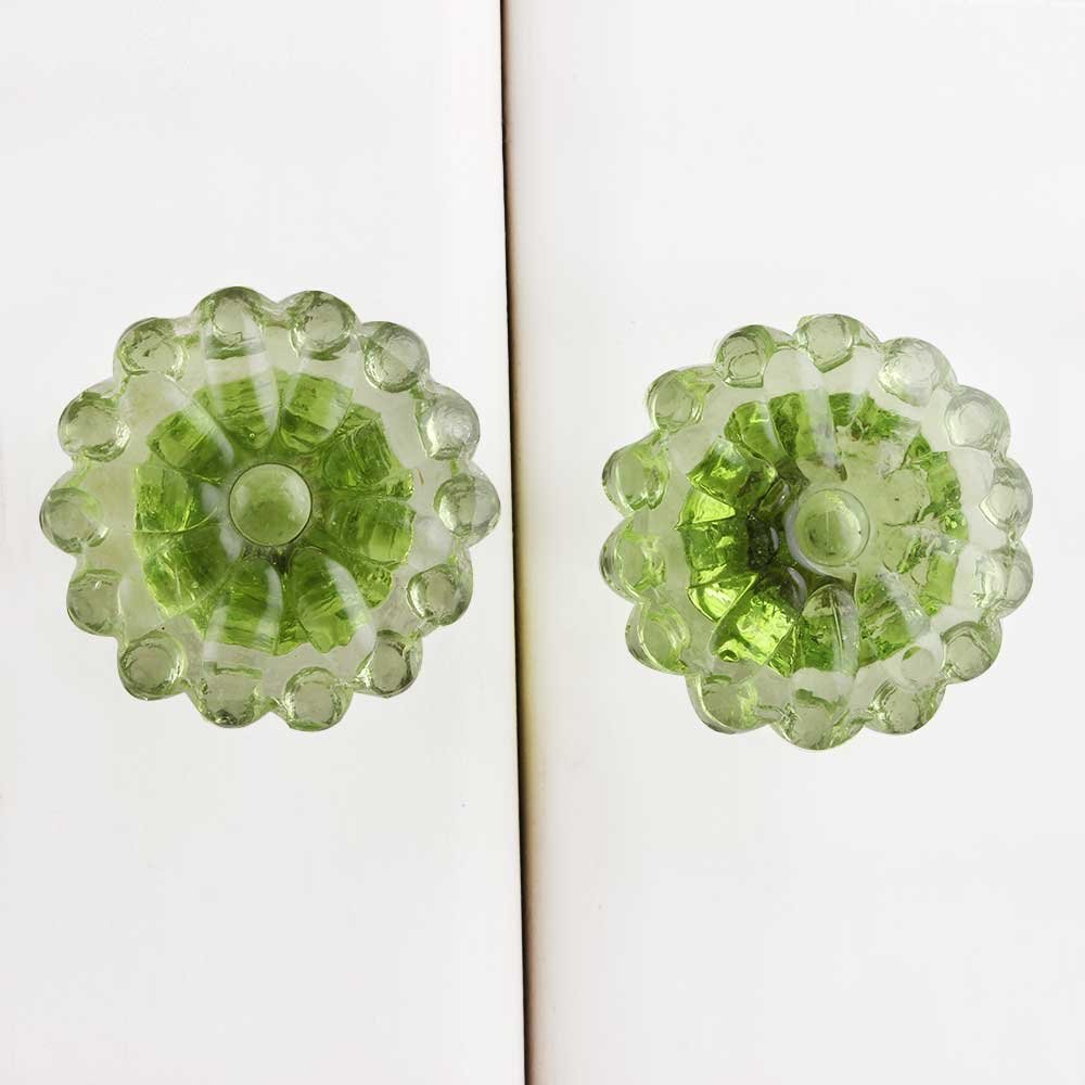 Indian Shelf 6 Piece Exquisite Flower Glass Green Classic Dresser Handles Drawer Knobs Cabinet Pulls Vintage Hardware Look