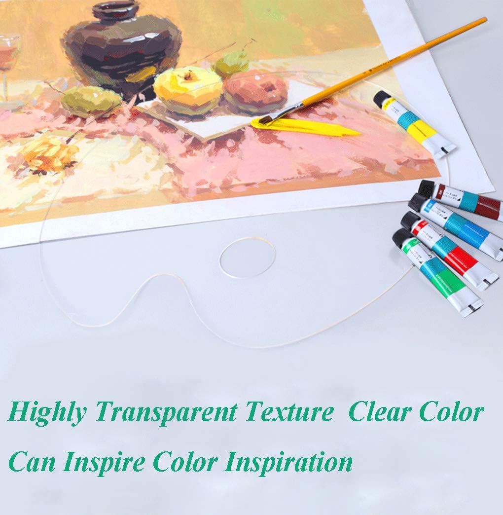 Acrylic Artist Paint Palette 11.8 x 7.9 inches Clear Oval Non-Stick Oil Paint Palette Mixing Transparent Easy Clean Art Paint Pallet (2 PCS)