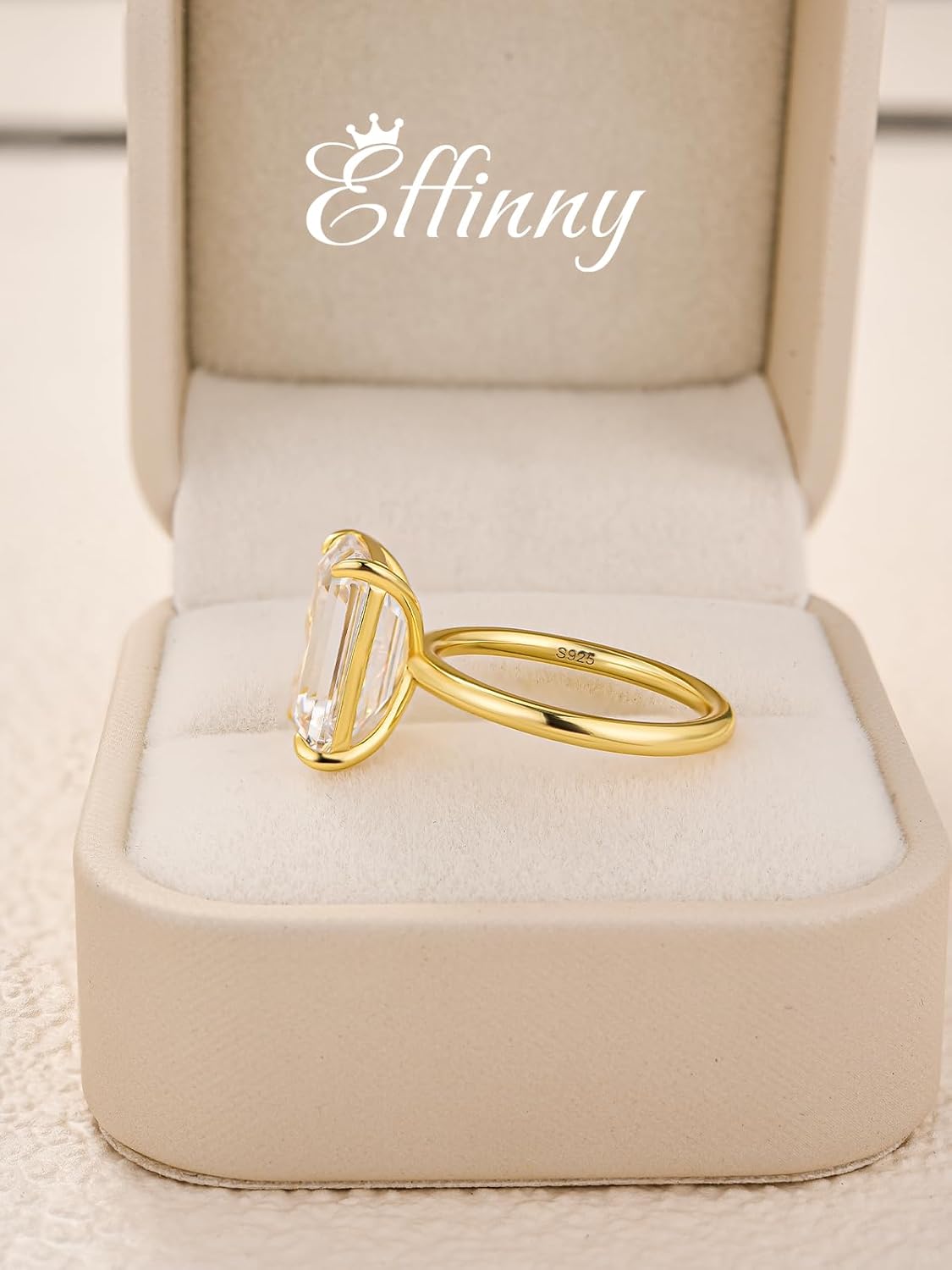3.5ct Solitaire Elongated Emerald Cut Engagement Ring for Women,925 Silver Promise Ring