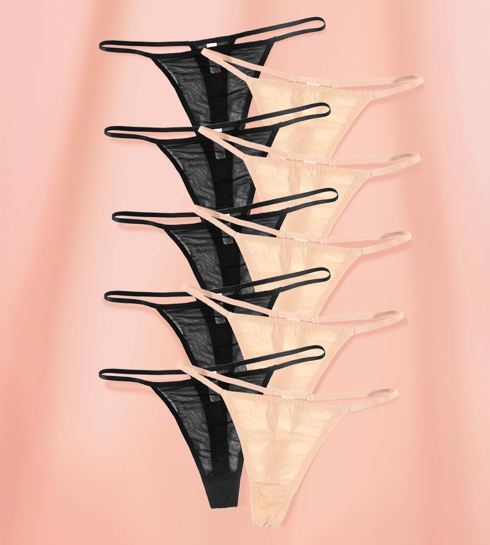 String Femme Simple G-String Léger T-Back Sexy Thongs String Femme Sexy Chic String Invisible Femme Lot Tanga pour Respirant Femme Plusieurs Pack sous-vêtement de Coton