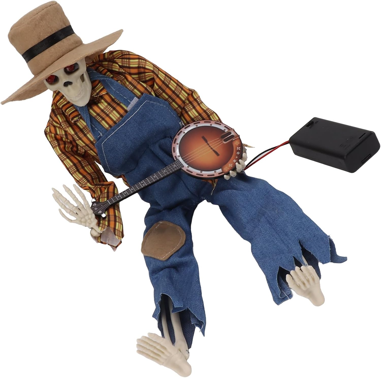 Halloween Cowboy Skull Statue, Luminous Eyeball Lightweight Simulation Details Halloween Cowboy Skeleton Figures for Study 2 pack