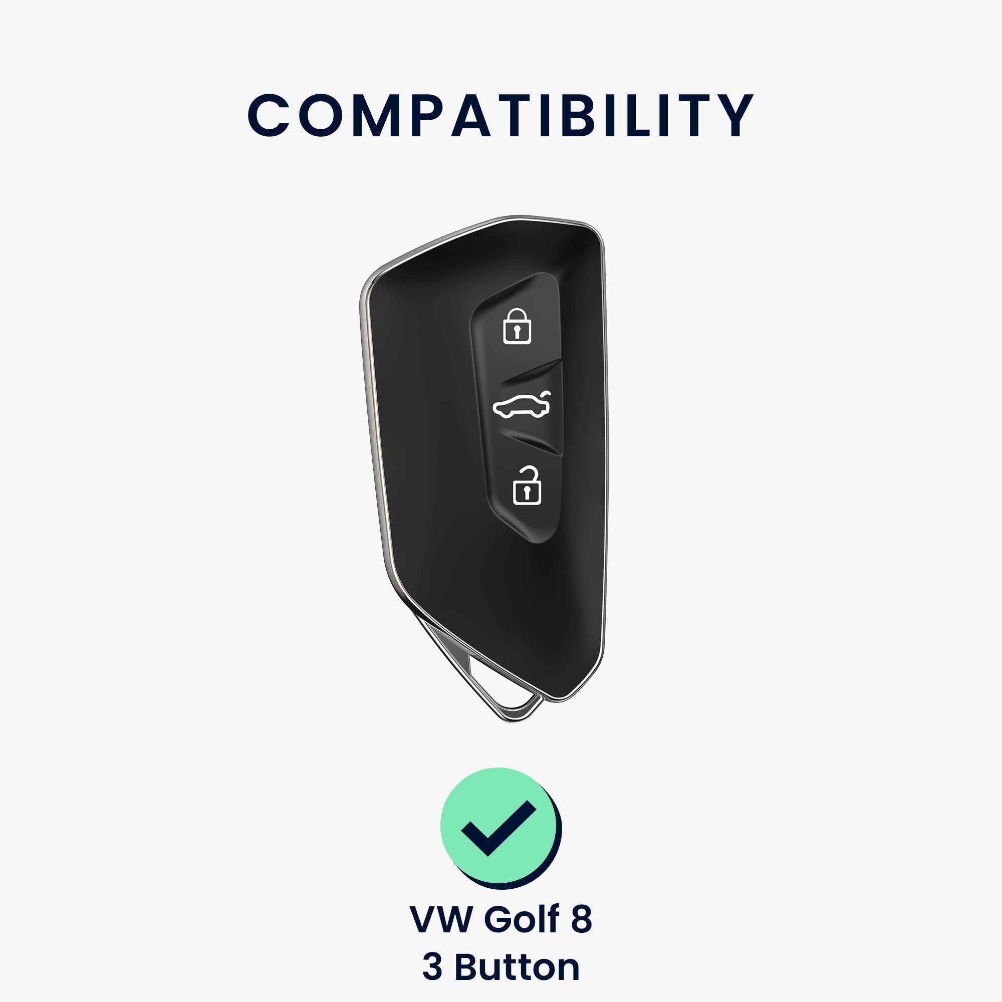 kwmobile Cover Chiave Auto Compatibile con VW Golf 8 con 3 tasti - Custodia Chiavi Auto Copri Telecomando - Copertina Chiave - Copertura in Silicone TPU