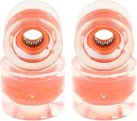 Pacote com 4 rodas de skate longboard para crianças, rodas flash de 60 mm 78A, material PU, para andar de rua, skate elétrico, mini cruiser, rolamento ABEC-9, substituição - laranja