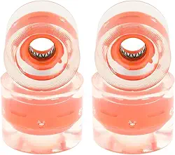 Pacote com 4 rodas de skate longboard para crianças, rodas flash de 60 mm 78A, material PU, para andar de rua, skate elétrico, mini cruiser, rolamento ABEC-9, substituição - laranja