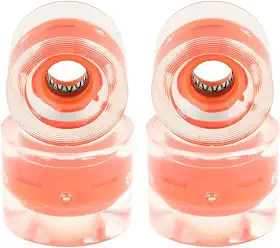 Pacote com 4 rodas de skate longboard para crianças, rodas flash de 60 mm 78A, material PU, para andar de rua, skate elétrico, mini cruiser, rolamento ABEC-9, substituição - laranja