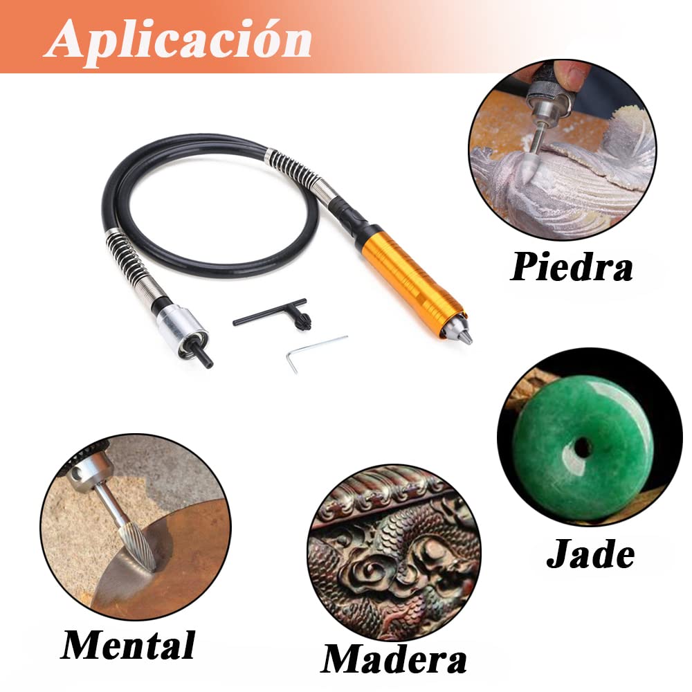 Treki Eje Flexible del Cable de Extensión de Amoladora Eléctrica con Mandril de 0.3-6.5 mm Eje Flexible para Taladro Extensión Accesorios para Herramientas Rotativa
