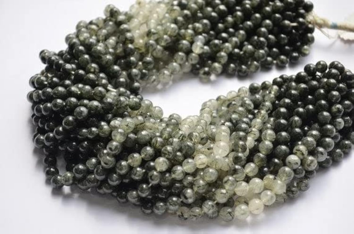 Quartz rutilé de qualité supérieure perles lisses indiennes 6mm pour haute joaillerie