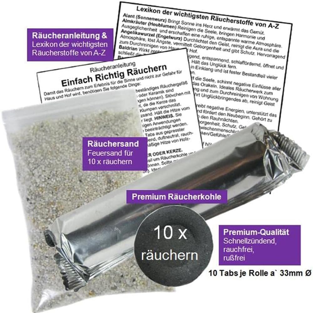 12x Reine HARZE zum räuchern 16-TLG RÄUCHERSORTIMENT mit WEIHRAUCH MYRRHE KOPAL Styrax ... Für Räucherkohle & Sieb. 4 x ZUBEHÖR. 81900-2