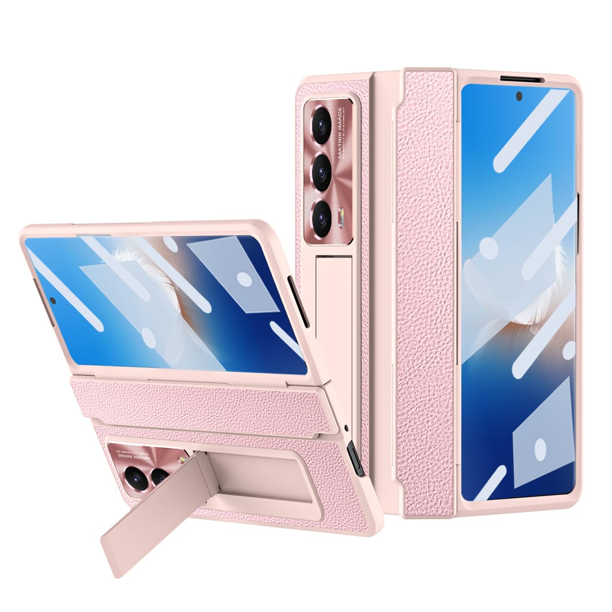 Coque Honor Magic Vs2 premium rose avec protection intégrale charnière et béquille - 8