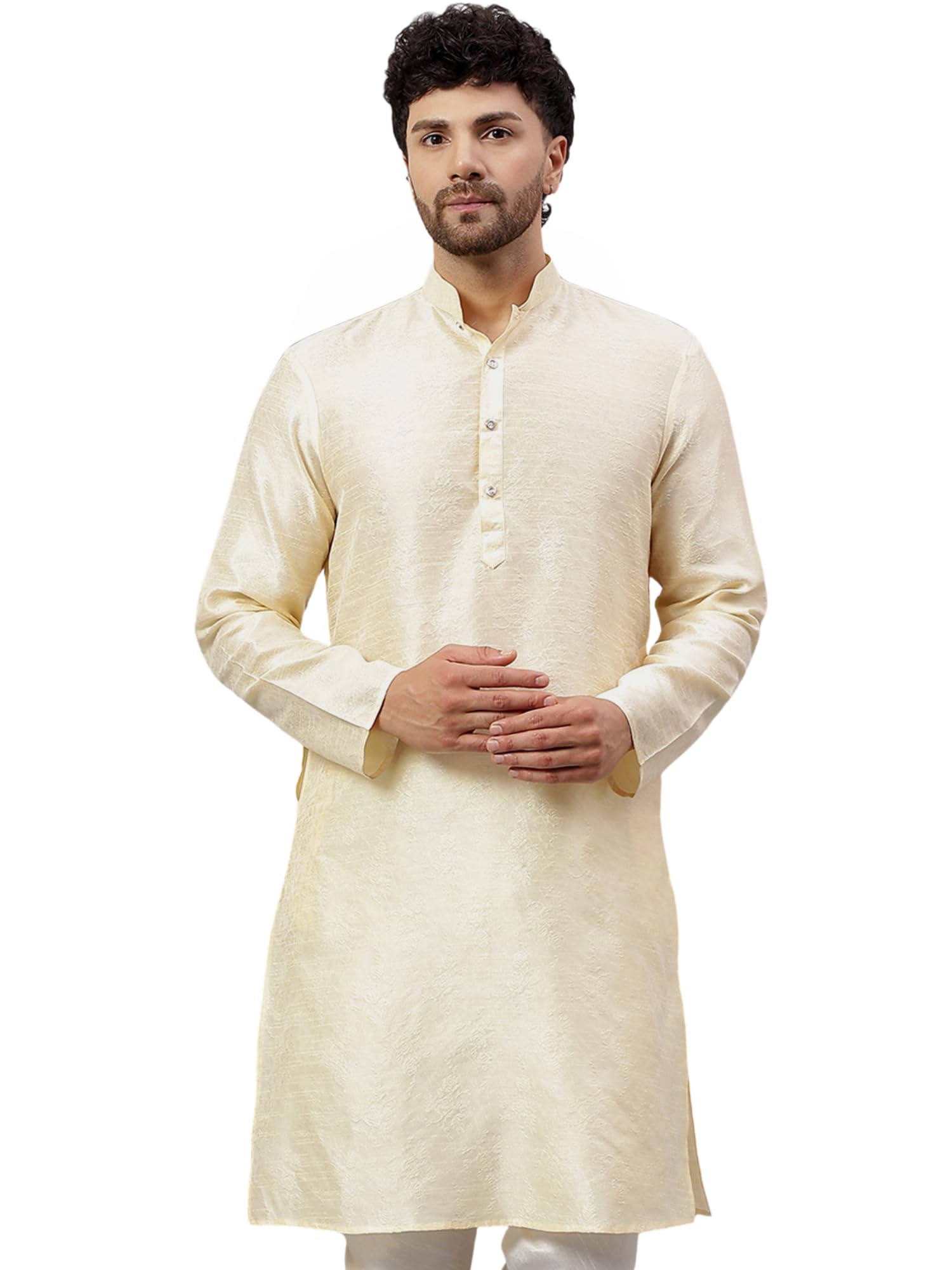 latest chikan Men’s Solid Silk Blend Kurta – Festive & Ethnic Wear-picture-37