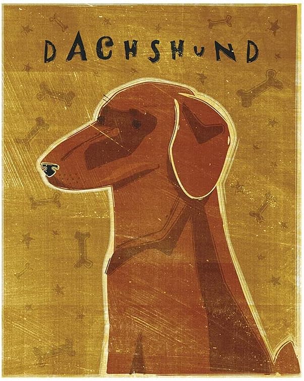 McGaw Graphics Dachshund Red Dog, John W Golden, Wall Decor Art Print Poster, Paper Size 14" x 11" Image Size 10" x 8"