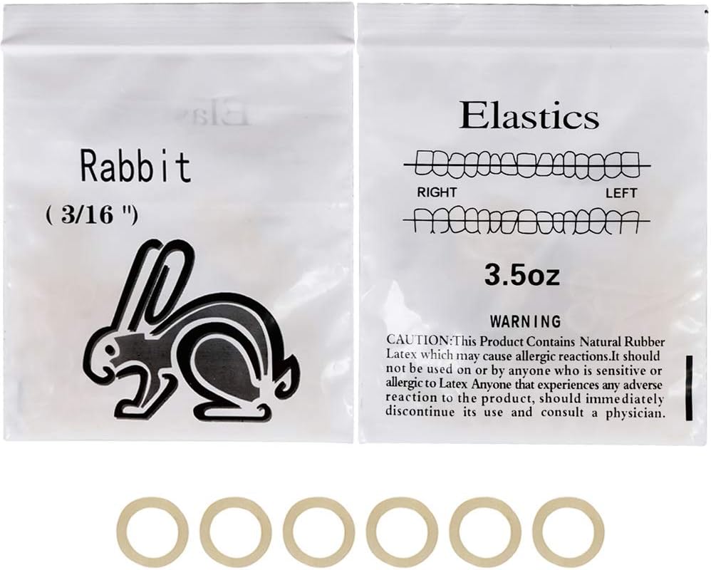 500 pcs Orthodontic Elastic Bands Dental Orthodontic Elastics Latex Rubber Bands (Rabbit 3/16")