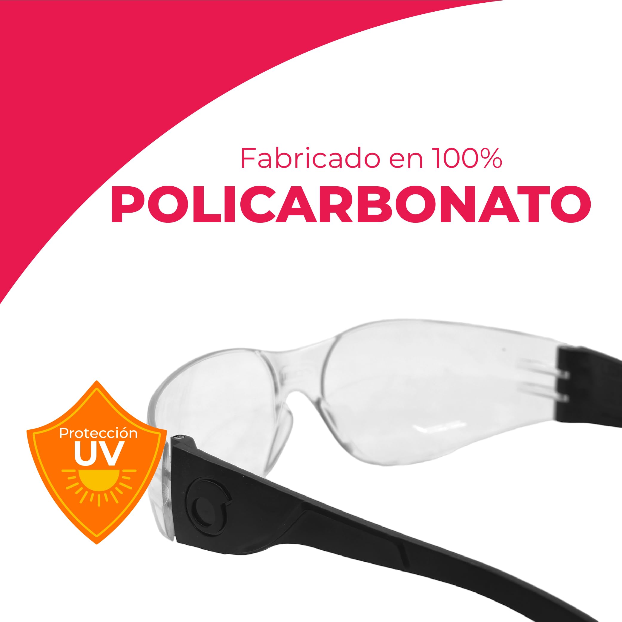 LIBUS Gafas de seguridad Eco Line: antiarañazos, EN166/UV Prot., Unisex. Policarbonato para impacto frontal/lateral y polvo. Ojo de gato.