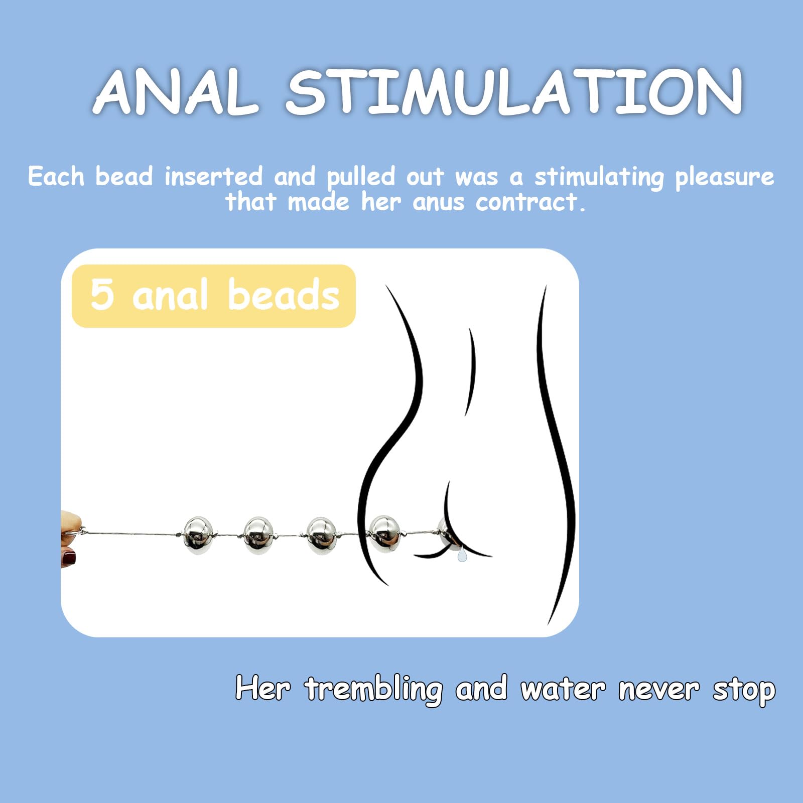 Metal Anal Balls, Stainless Steel Anal Sex Beads Butt Plug Bead with 5 Metal Balls String Rope BDSM Toys Vaginal Dialator Spreader Masturbation Anal Beeds Training for Women Men Beginner (Silver): 5 Beads nylon rope