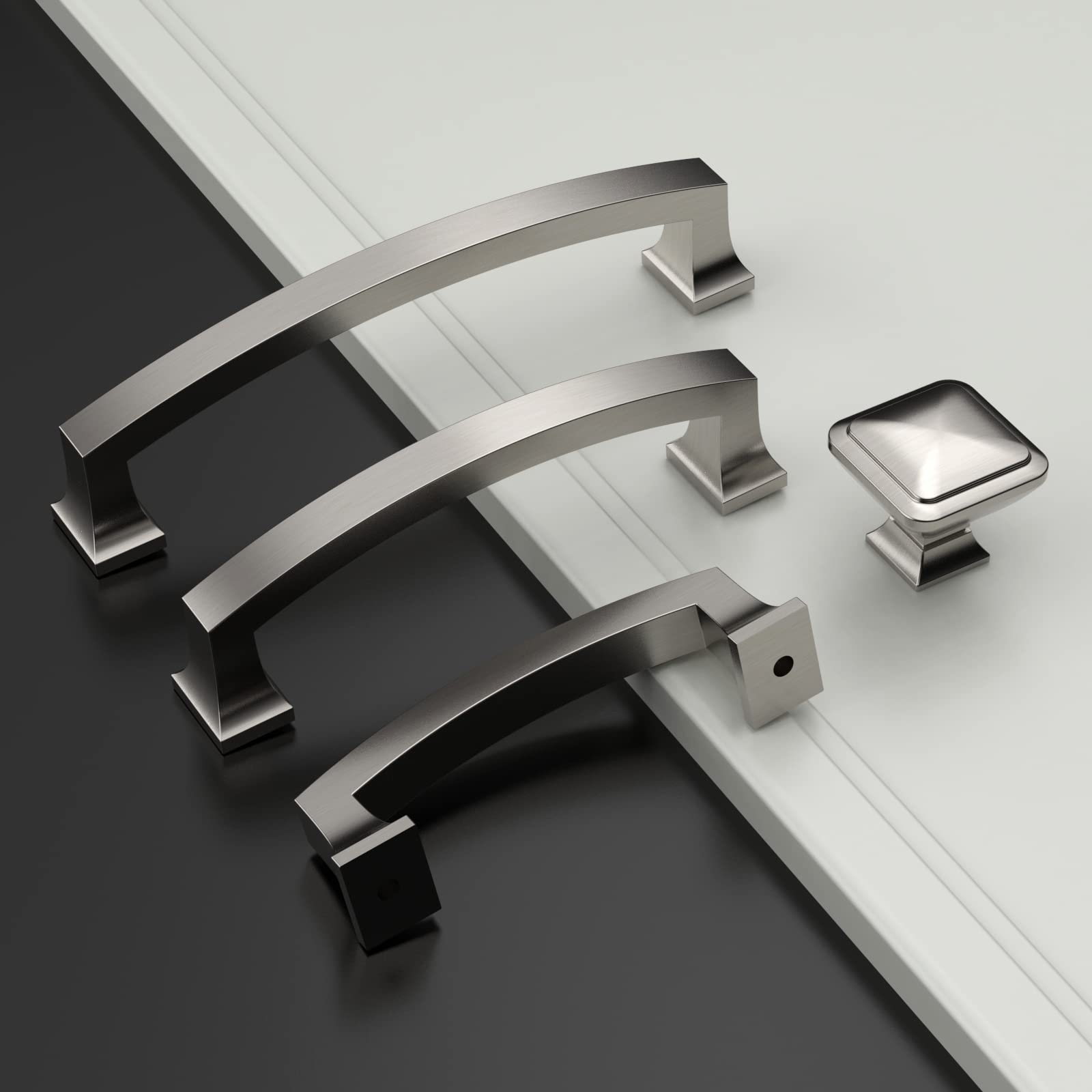 Condition photo showing New/Like New for 10 pack brushed satin nickel cabinet pulls 3 inch(76mm) hole center kitchen cabinet handles drawer pulls kitchen hardware cupboard handles bathroom solid dresser handles