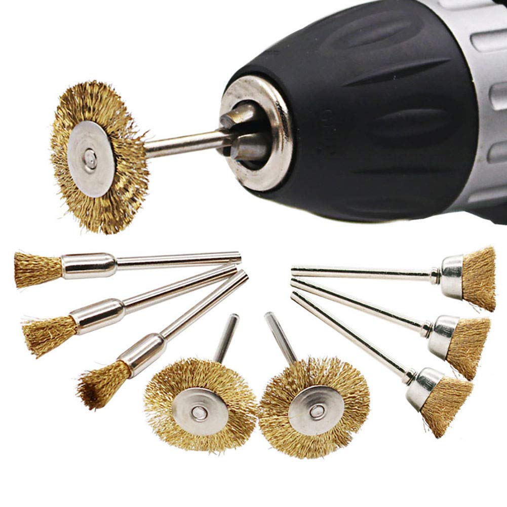 Greenlans-1 Multi Greenlans 9Pcs/Set Brass Steel Rotary Tool Wire Brush Polishing Wheels Set For Engraver Buffing Accessories Wire Brush Wheel Die Grinder Rotary Electric Tool