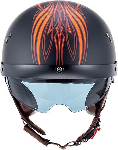 Miniatura 4 de VCOROS - Casco corto para motocicleta con visera, hebilla de liberación rápida, aprobada por la DOT, para hombres y mujeres, Negro, M