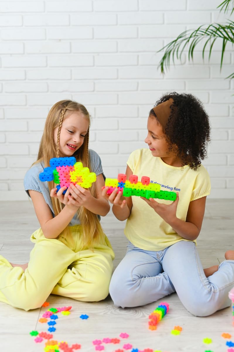 Meli Minis Neon Basic Travel Box Set - 250 bloques de construcción, juguetes creativos para niños a partir de 3 años, colores neón, escala 1:1, instrucciones de 37 x 23 cm, sin BPA, certificado CE