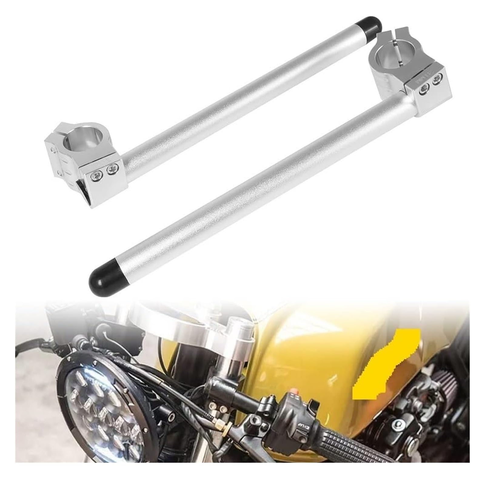 Alzas Manillar Motocicleta para Universal para H&Arley Tubo De Horquilla Cromada Motocicleta Clip En Manillar CNC De 7/8 "31-51mm Barra De Mango De Aluminio Elevador Regular(43mm)