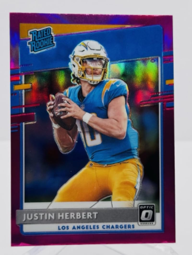 Football Trading Card 2020 Donruss Optic Pink #153 Justin Herbert Rated Rookies EX/NM RC Rookie LA Chargers