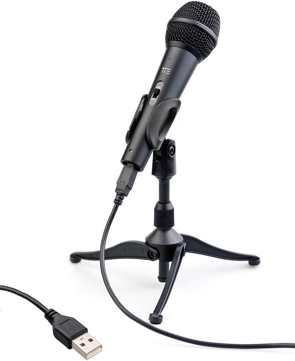 Tie StudioDynamic USB Microphone for PC, Broadcasting, Youtube, Skype i(incl.Pop Filter, USB Cable, Tripod Stand and Microphone Clip), black